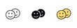 © Tysam - Set of 3 pixel perfect Smile icon with 1 unexpanded, 1 silhouette, a simple and clear smile icon representing happiness or positivity.