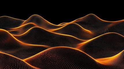 Wall Mural - Abstract Orange Glowing Hills Digital Art