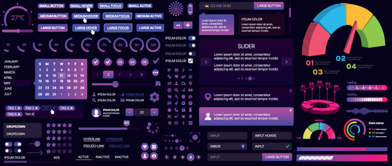 Wall Mural - a set of ui components for mobile apps and websites. includes buttons, panels, menus, sliders, and c