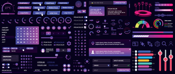 Wall Mural - a set of ui components for mobile apps and websites. includes buttons, panels, menus, sliders, and c