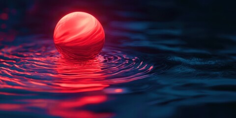Poster - Red ball is floating in a body of water