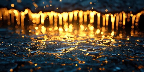 Poster - Blurry image of a body of water with a lot of reflections