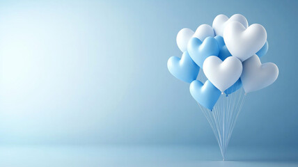 Wall Mural - A bunch of balloons with blue and white hearts