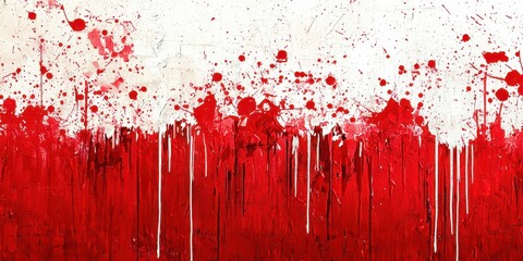 Poster - Red and white painting with red splatters