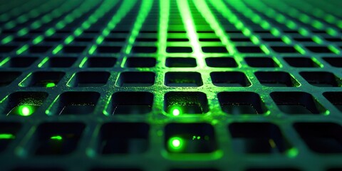 Wall Mural - close up of a green grid of squares