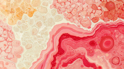 Wall Mural - abstract art with vibrant red, pink, and orange patterns