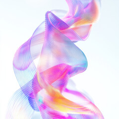 High-tech data visualization on a holographic screen with flowing neon lines and digital elements, isolated white background, cinematic 10K hyper-realism, copy space 