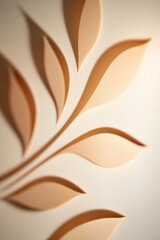 Wall Mural - beige leaves creating a decorative floral pattern on white background