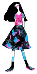 Sticker - PNG Grunge fashion illustration clothing fashionable.