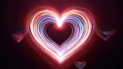 Wall Mural - abstract ring of glowing hearts swirling rapidly, leaving shimmering trails against a black backdrop