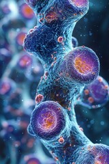 Wall Mural - close-up of interconnected vibrant cells under a microscope showcasing cellular structures