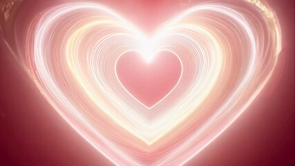 Wall Mural - cascade of heart particles forming a rotating circular wave, glowing in warm romantic tones