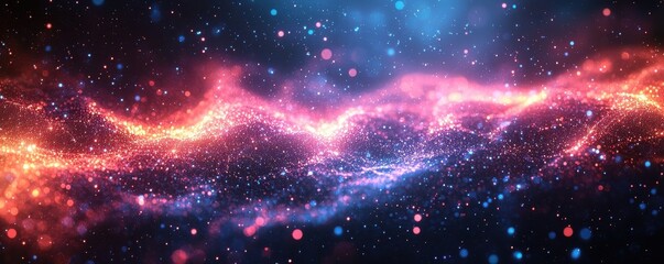 Wall Mural - abstract illustration depicting glowing digital particles and connected fields