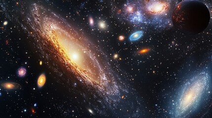 Wall Mural - a view from a space telescope capturing the distant galaxies and nebulae far beyond our milky way, s