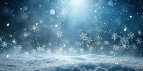 Wall Mural - softly falling snowflakes gently land on a dark and empty ground, covering everything in a layer of 