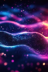 Wall Mural - vibrant digital waves formation with luminous glowing effects and abstract particles