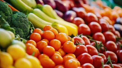 Aufkleber - Colorful assortment of fresh vegetables at a market showcasing local produce and healthy choices. Generative AI