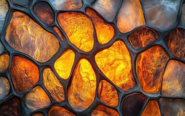 Wall Mural - Abstract fiery orange cells texture background, design