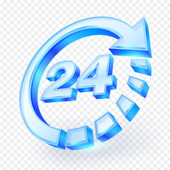 24 hours glass arrow icon. delivery all day business and service. isolated on transparent background