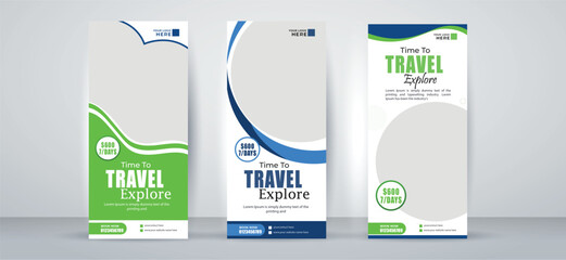 creative tour and travel roll up or x banner design template