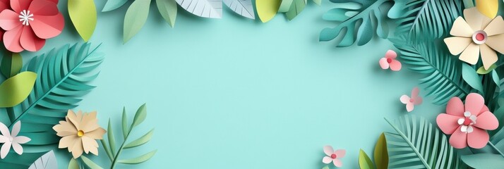 Poster - Celebrate International Womens Day on March 8 with a beautiful paper art design featuring flowers and leaves. Generative AI