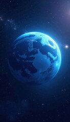 ethereal blue planet with glowing nebulae background, ethereal, nebula