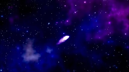 Wall Mural - A dark and starry sky with a bright purple star in the center. The photo captures the beauty of the night sky and the vastness of the universe. The purple star stands out against the black backdrop