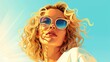 © Noah - Young Curly-Haired Woman Wearing Sunglasses Outdoors