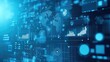 © Sampao - Cloud-based data analytics concept with floating graphs, numbers, and financial insights over a digital blue background, no people