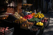 © voynarovskaya - Sunlit Market Produce Stall in Shadowed Alley
