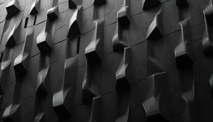Aufkleber - Dark grey wall tile texture. Modern interior design surface. Geometric stone pattern, abstract architecture background. Reworked close-up photo with grunge elements. Elegant wallpaper for technology