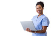 © PeopleVideos - Skilled nurse balancing a laptop while working