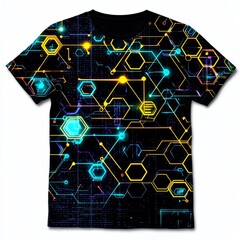 circuitry-patterned t-shirt: the forefront of tech fashion, featuring a neon circuit pattern, illumi