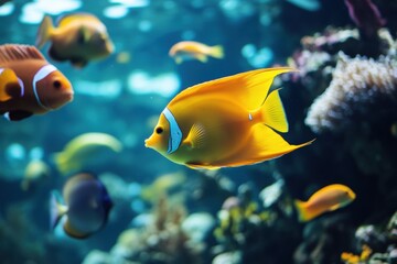 Aufkleber - Colorful fish swimming gracefully in a vibrant underwater ecosystem. Generative AI