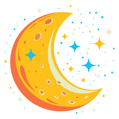 Wall Mural - vector icon moon illustration vibrant night vector