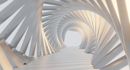 Abstract architecture background geometric shapes in design interior 3d render