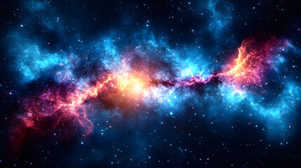 Wall Mural - Celestial Canvas: A breathtaking depiction of a nebula, with vibrant hues of blue, red, and orange swirling to create a cosmic masterpiece. 