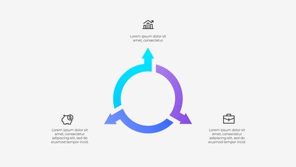 Poster - Illustration of a circular infographic with 3 arrows. Modern design with minimalist style highlighting key business ideas