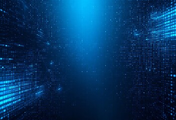 Wall Mural - Blue abstract futuristic digital background featuring pixelated light elements flowing outward