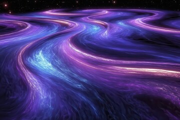 Wall Mural - iridescent cosmic nebula swirls in deep space featuring vibrant purples and teals with glowing stars