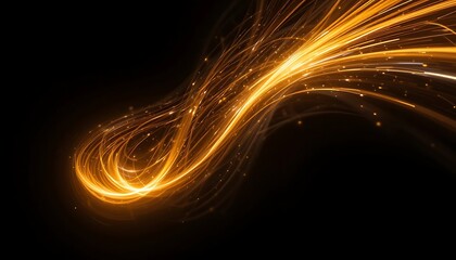 Wall Mural - Golden Streaks Of Light Twirl Across A Dark And Solid Background