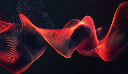 Wall Mural - Black and red abstract background with wavy ribbon shapes vector presentation design template for corporate business mockup illustration, presentation poster
