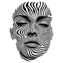 Poster - Human face line illusion element art black white vector