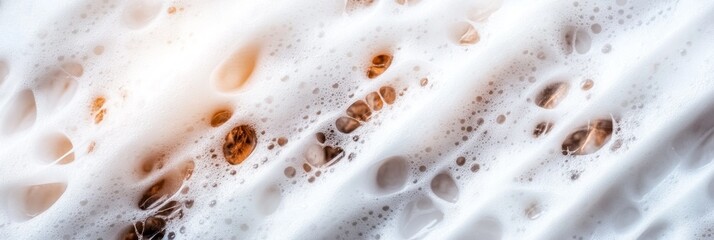 Canvas Print - Close-up of creamy white foam texture with hints of brown underneath.