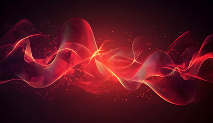 Wall Mural - Red and black wave design on a dark background, vector presentation for PowerPoint