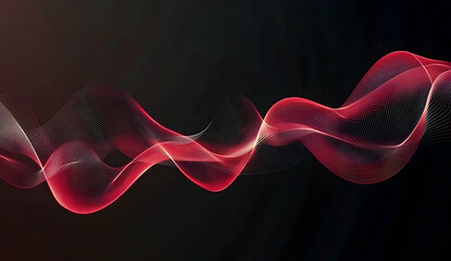 Wall Mural - Red and black wave design on a dark background, vector presentation for PowerPoint