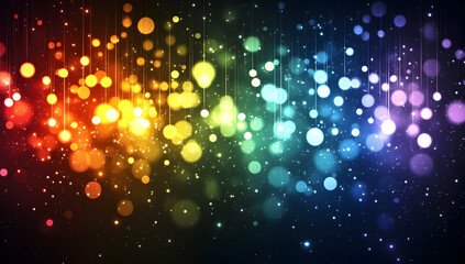 Wall Mural - abstract, colorful, glowing bokeh lights background. dark blue background with multicolored lights a