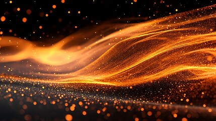 Poster - Abstract fiery energy waves in dark background