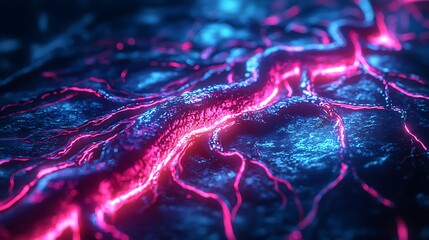 Poster - Abstract glowing lava flows, futuristic digital art
