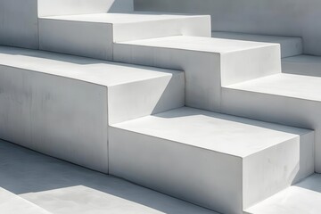 Wall Mural - graceful overlapping white and grey geometric shapes casting soft shadows modern minimalist architec